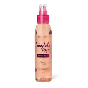 Aceite para masajes SensBomb efecto calor | SANDALO ROJO 130 ml